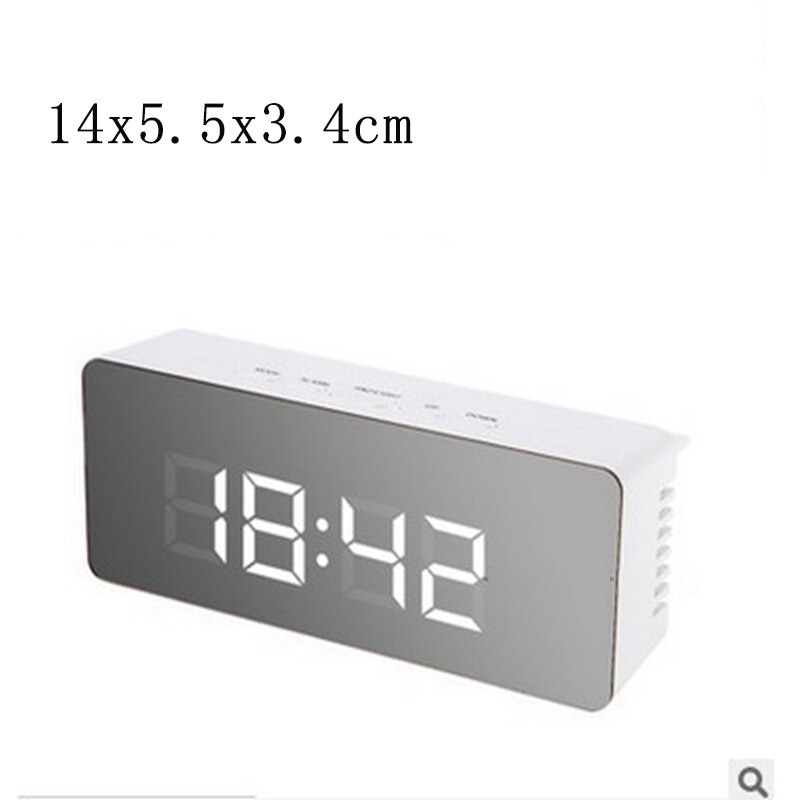 LED Mirror Alarm Clock Electronic Time Temperature Display Digital Snooze Table Clock USB Charging Multi-function Desk Clocks