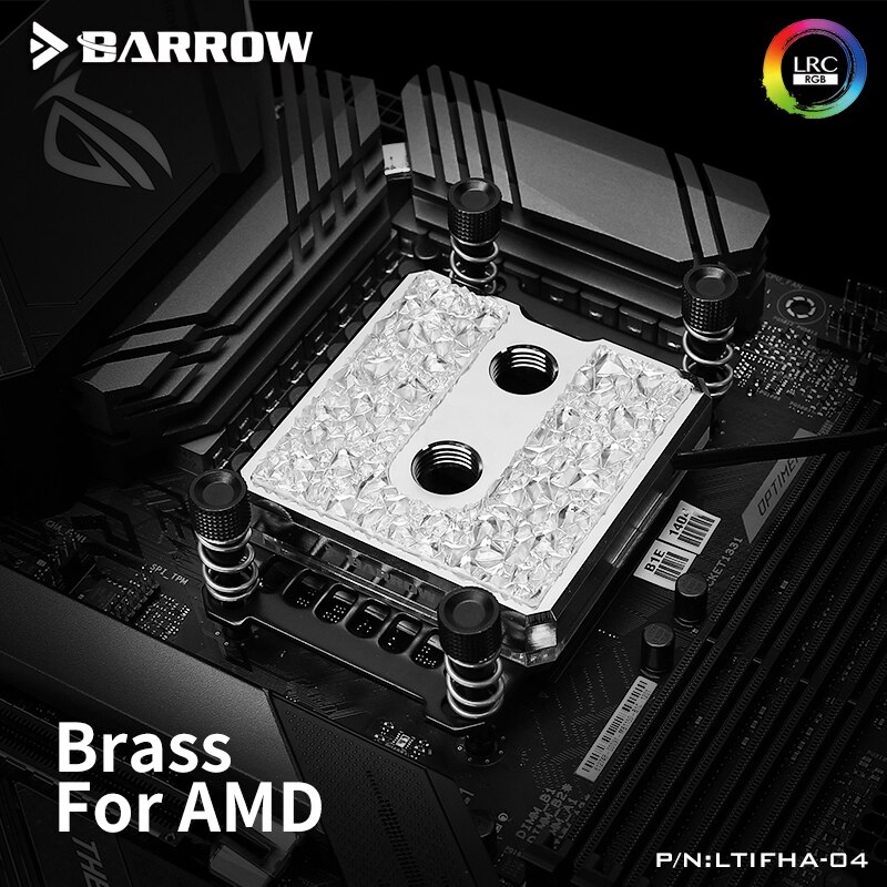 Barrow Cpu Blok Voor Intel En Amd Platform Ijspegel Serie Pom Of Barss Top Optionele Lrc 2.0 5V 3pin microwaterway Cpu Koeler: AMD - Brass