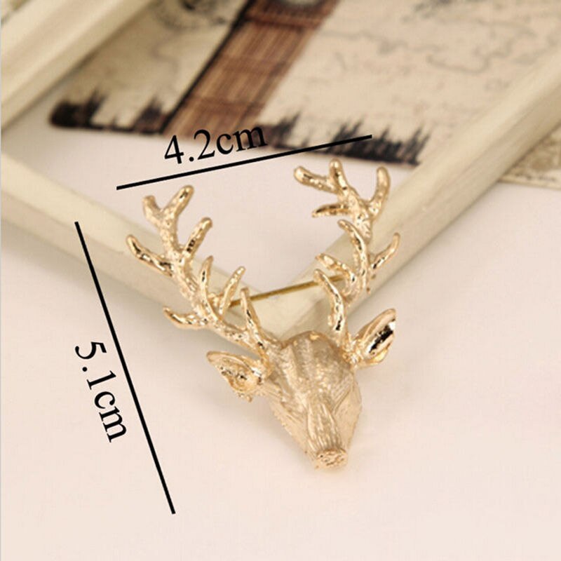 Brooch 1Pc Unisex Chic Bronze Deer Antlers Head Brooches Pin Jewelry 2 Colors Pins Broches