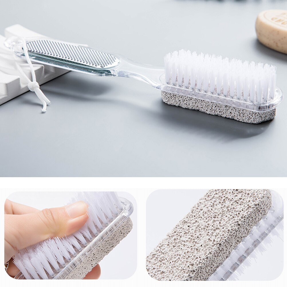 4 in 1 Foot Wand Foot Care Tool including Pumice Stone Nail Brush Foot File Callus Reducer