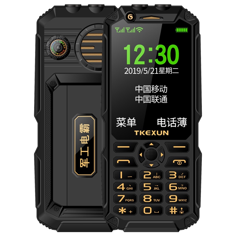 Tkexun  q8a ondersteunt wifi-mobiele telefoon met drukknop en powerbank, analoge 3.0 inch mobiele telefoon met dubbele zaklamp en grote stemcel