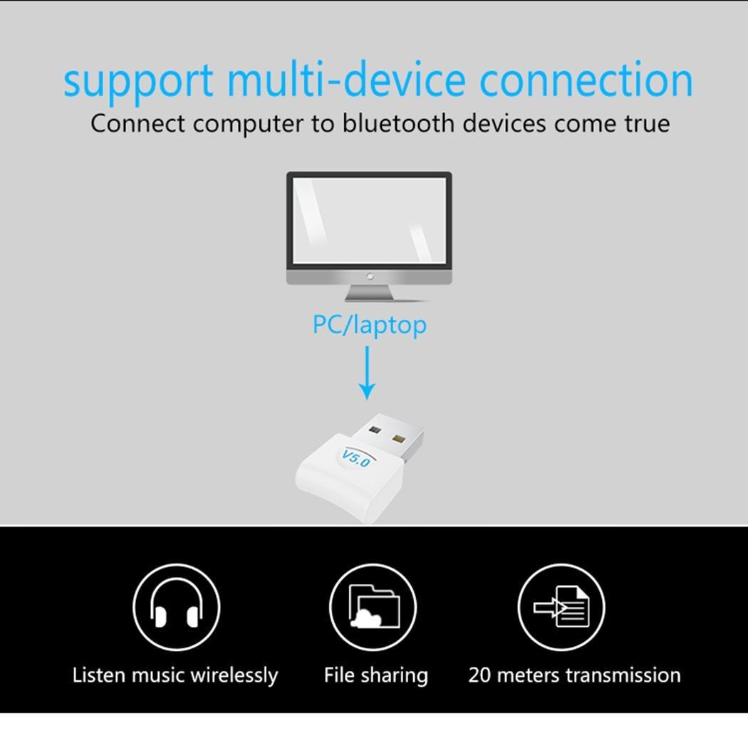 Wireless Bluetooth Adapter 5.0 Bluetooth Dongle 20 (m) for 10 (Mbps) USB Desktop Plug and Play Computer