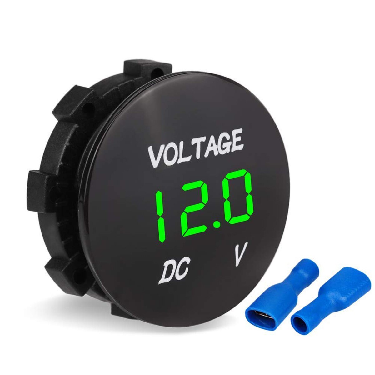 Voltímetro Digital LED de 12 V-24 V 3 dígitos voltímetro de CC voltímetro para moto coche barco ATV UTV remolque, etc.: green
