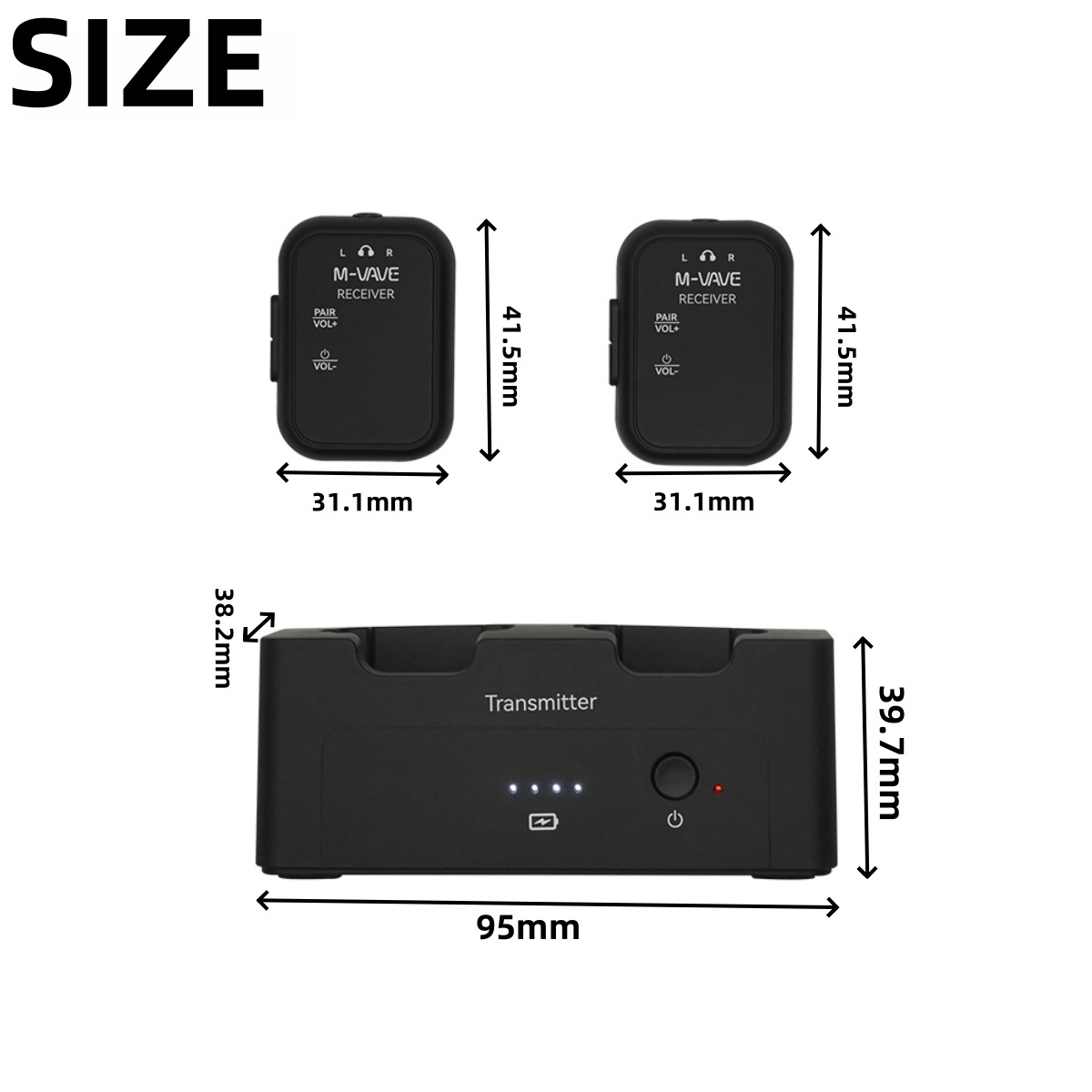 M-VAVE WP-12 Draadloos oortelefoonmonitorsysteem | 2,4 GHz 1T2R-systeem met 24 uur weergave met ultralatency | Oplaadcassette van 1800 mAh