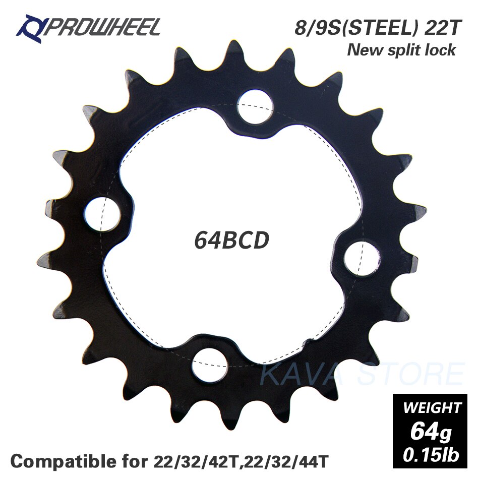PROWHEEL Round Chainring 64/96/104BCD Mountain Bike Chainwheel 22/24/30/32/40/42/44T Crankset steel al Alloy Tooth plate Parts: 9S 22T new SPFH590