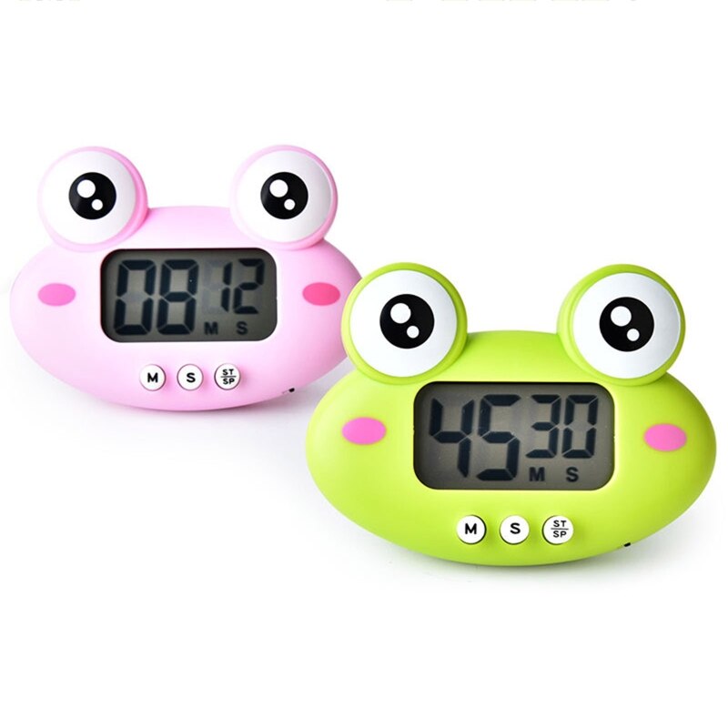 69HF Cute Cartoon Animal Countdown Timer Frog/Cow Digital Cooking Timer with Magnetic Invisible Stand for Cooking Bake Timer