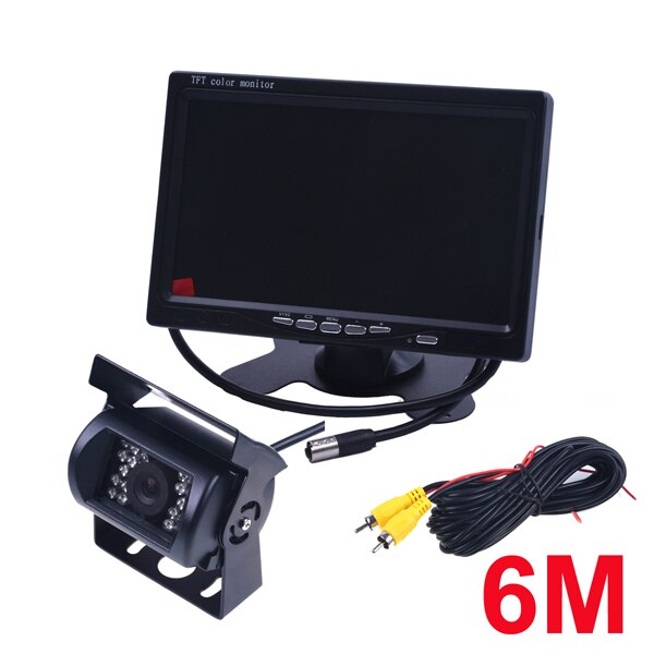 DC 12-24V Bus Truck Parking Camera Monitor Assistance System HD 7 Inch Car Monitors With Rear View Camera RCA Video Cable: 6M