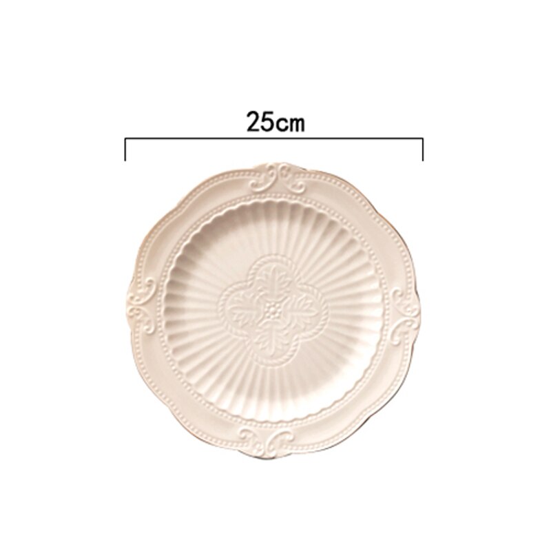 Golden Stroke Dessert Plate Nordic Modern Relief Craft Steak Pasta Dinner Plates Ceramic Carving Cake Fruit Dishes Tableware: 25cm