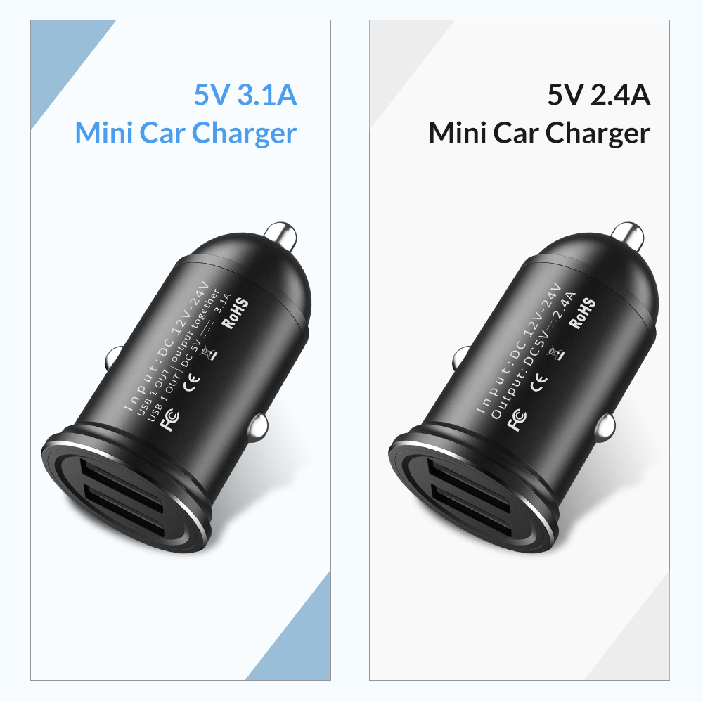 TOPK Mini chargeur de voiture double USB 3.1A adaptateur de chargeur rapide dans la voiture pour iPhone Samsung Xiaomi téléphone portable