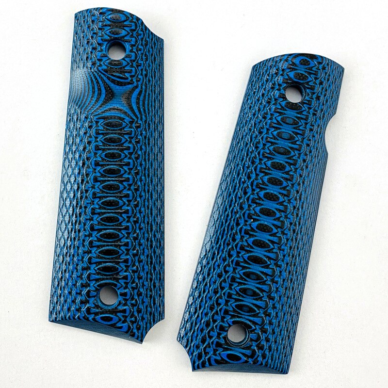 1 Paar G10 Blauwe Geweven Full Size Antislip Patches Handvat Schalen Onderdelen Voor 1911 Grips Modellen Tactiek Accessoires