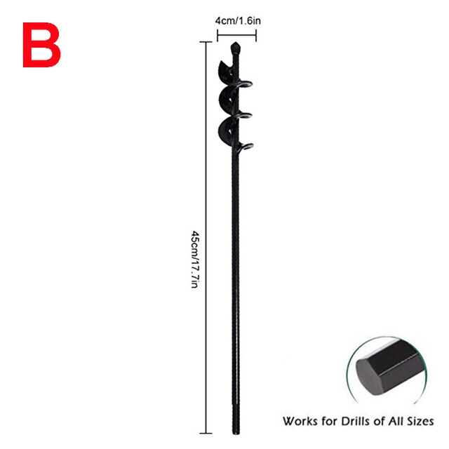 Garden Spiral Drill Bit Set Non-Slip Hex Drive HEX Shaft Drill Post Soil Cultivator Planting Hole Digger Tool: 4x45cm