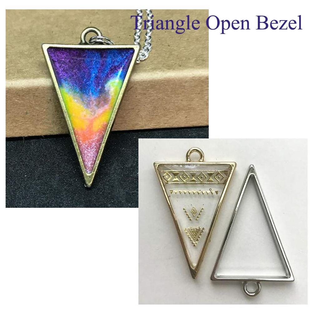 10pcs 25x39mm Triangle Open Back Bezel Hollow Blank Pendant Charm Pressed Flower Resin Blank Frames Pendants Jewelry Making DIY