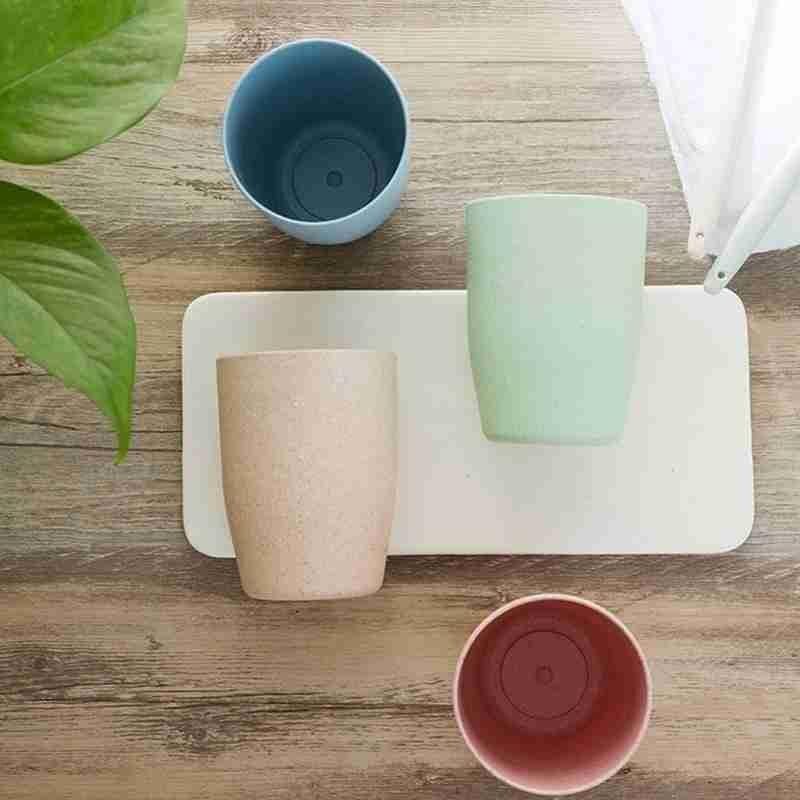 10.5 * 5.9cm Bathroom Toothbrush Water Cup Set Water Children's Bathroom Wheat Cup Portable Items Straw Household T C0W3