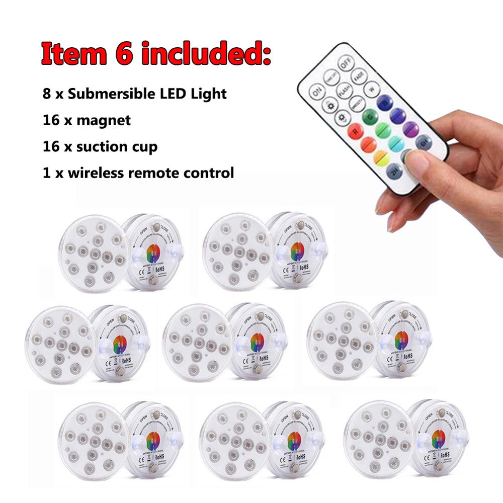 13 Leds Submersible Light Swimming Pool Fountain Spa Bathroom IP68 Waterproof RGB Lighting Underwater Lamp with Remote Control: Item 6