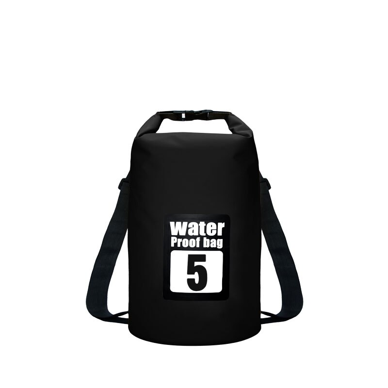 5L bolsa seca impermeable Roll Top Compress Sack para nadar kayak canoa río Trekking pesca Camping senderismo: 5L Black
