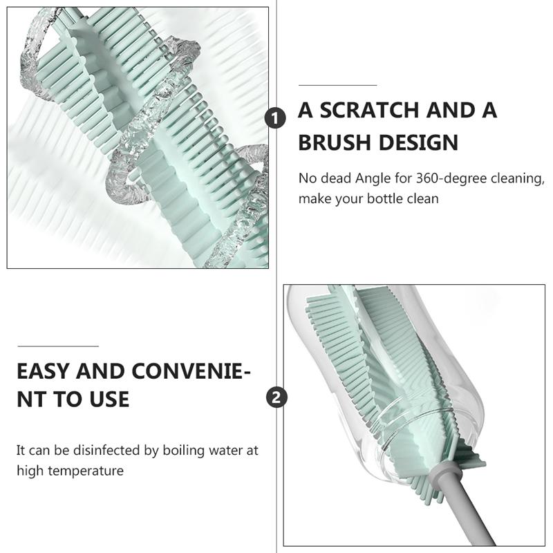 2pcs Bottle Brush Cup Scrubbing Brush Silicone Cup Cleaner Baby Bottle Cleaner