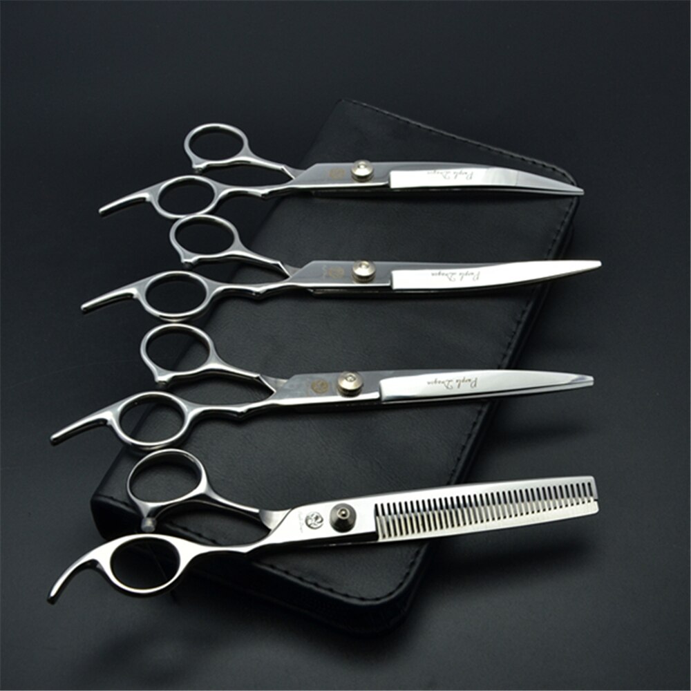 Professionelle Hundesalon Schere Set 6.0 "Edelstahl Lila Drachen Hund Schere Gebogene Schere Gerade Schere Ausdünnung Schere Z4001: Z3001 Yin 4P 6Y