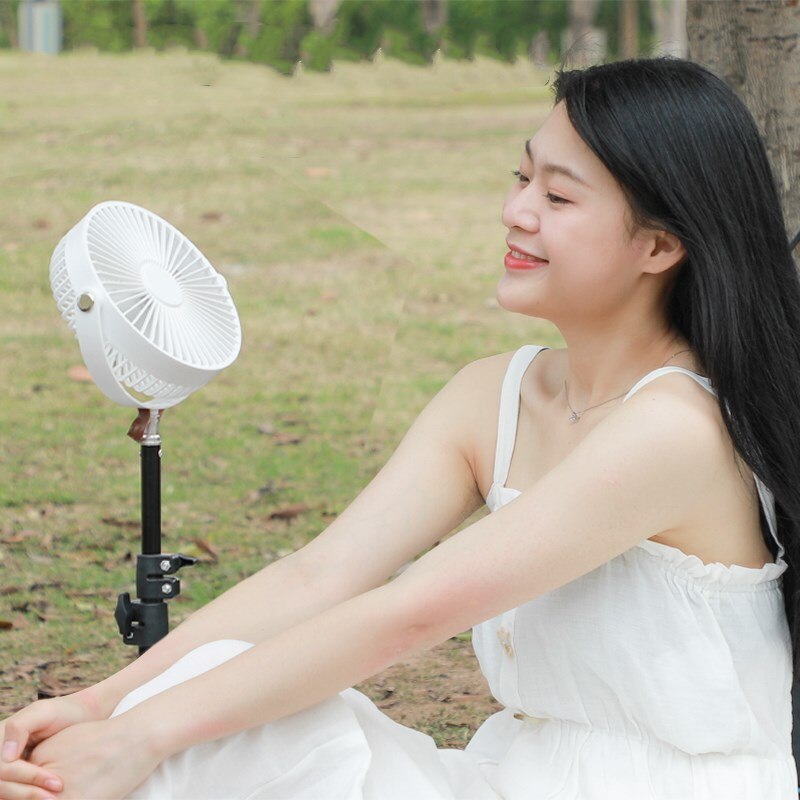 3000mAh Rechargeable Desktop Tripod Fan Strong Wind Portable Travel Camping USB Electric Air Cooling Ceiling Fan with Night Lamp