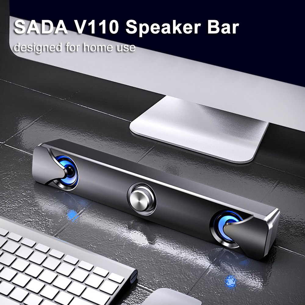 Sada V110 3.5Mm Bedrade Speaker Bar Computer Speakers Met Led Licht Mini Usb Aangedreven Soundbar Luidspreker Voor Tv Pc tabletten Desktop