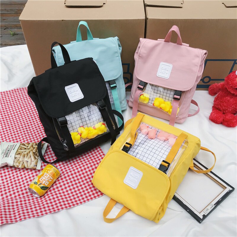 Casual Clear Waterdichte Womens Rugzak Harajuku Nylon Rugzak Leuke Kleine Eend Student Schooltassen Meisjes Bookbags Dagrugzak