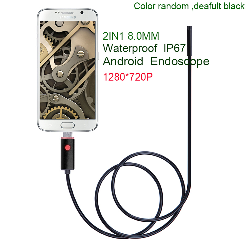 5.5mm 7/8mm 1M 2M 5M 10M USB Cable Waterproof 6 LED Android Endoscope 1/9 CMOS Mini USB Endoscope Inspection Camera Borescope: 8mm lens 720p / 5M Cable