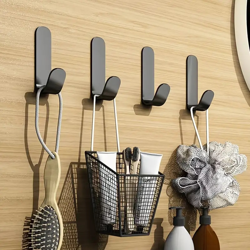 5 stuks ijzeren zelfklevende haken gepolijste afwerking geen boor muurbevestiging jas- en hoedenhangers voor badkamerdeur moderne metalen organizerhaken