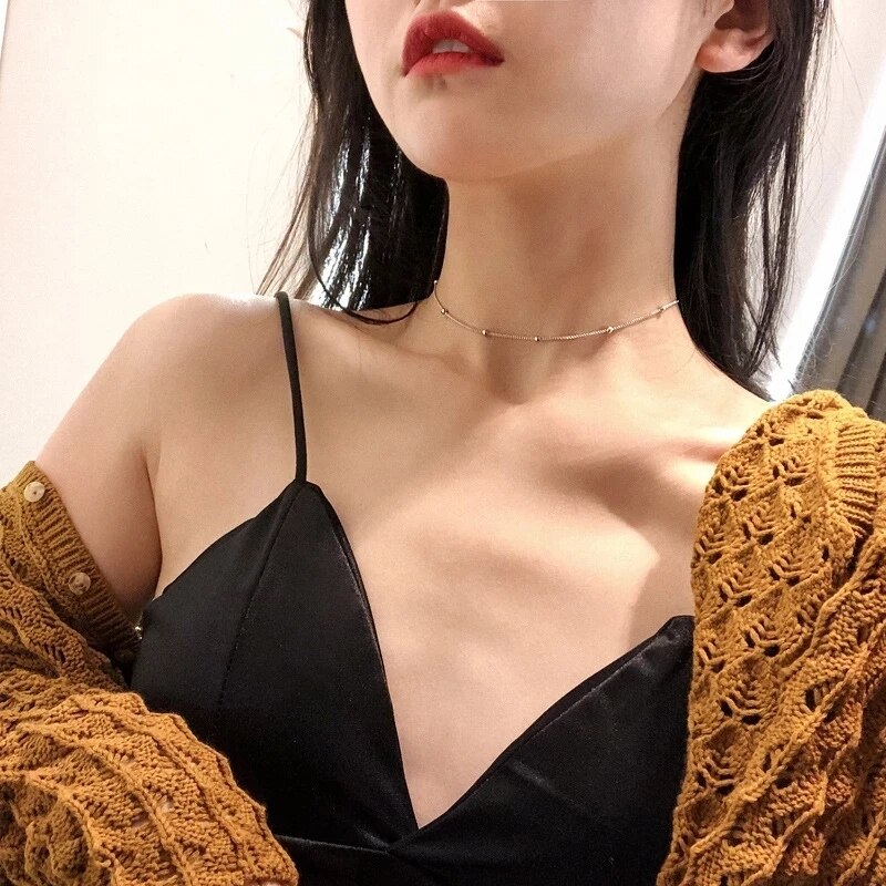925 sterling silver jewelry bohemia bead chain necklace chokers necklaces for women trendy clavicle chain girl