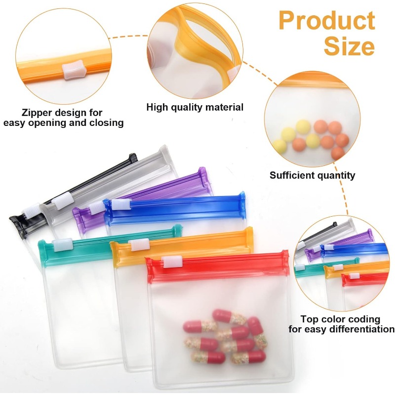 Mini bolsas dispensadoras de pastillas, bolsa de joyería de viaje portátil con cremallera deslizante, organización de almacenamiento impermeable autosellante, 7/48 Uds.