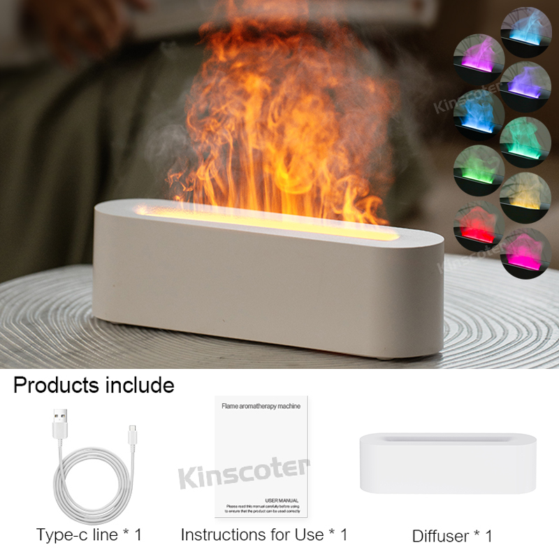 KINSCOTER RGB Vlam Aroma Diffuser Luchtbevochtiger Ultrasone Cool Mist Maker Fogger LED Essentiële Olie Fire LED Lamp Difusor: Roest Rood