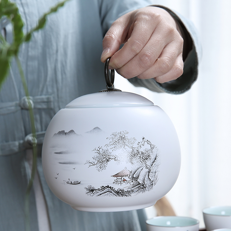 JIA-GUI LUO 800ML Tee Caddies Tee Caddie Keramik Kasten Reise Lagerung Pu'er Tee Kasten Tee zubehör dekoration D039