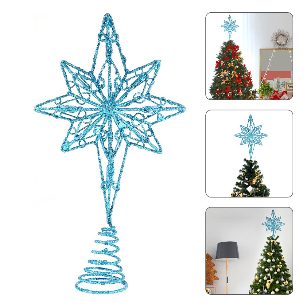 Anis étoile décoration sommet de sapin étoile dorée noël décoration sommet de sapin fer étoile Festival cime des arbres décor pour la fête à la maison (doré, 16x30c