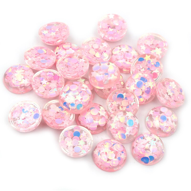 40pcs 12mm Mischfarben Star Round Moon Style Harz Cabochon mit flachem Rücken für Armband Ohrringe Zubehör: C7-73