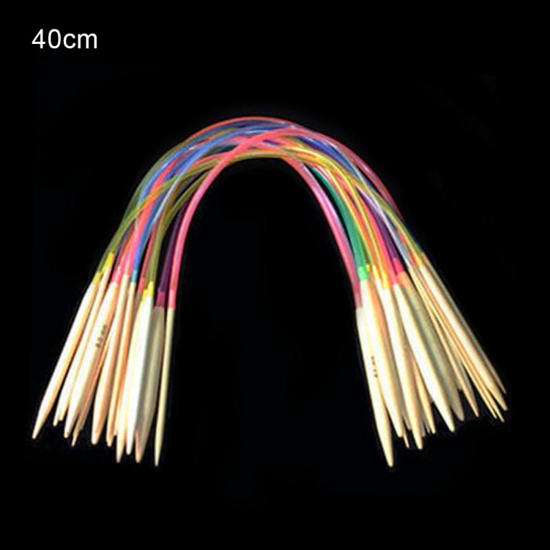 18 stuks naainaalden multicolor buis bamboe rondbreinaalden set dubbele spits 18 modellen/set 40/60/80/100/120cm: 40cm