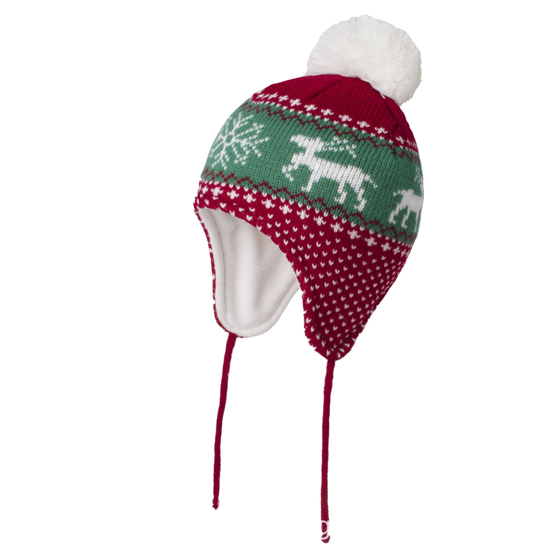 Chapeau avec oreillettes de noël pour enfants, bonnet d'hiver épaissi en tricot , accessoires pour bébés, garçons et filles: red / L(50-52cm)