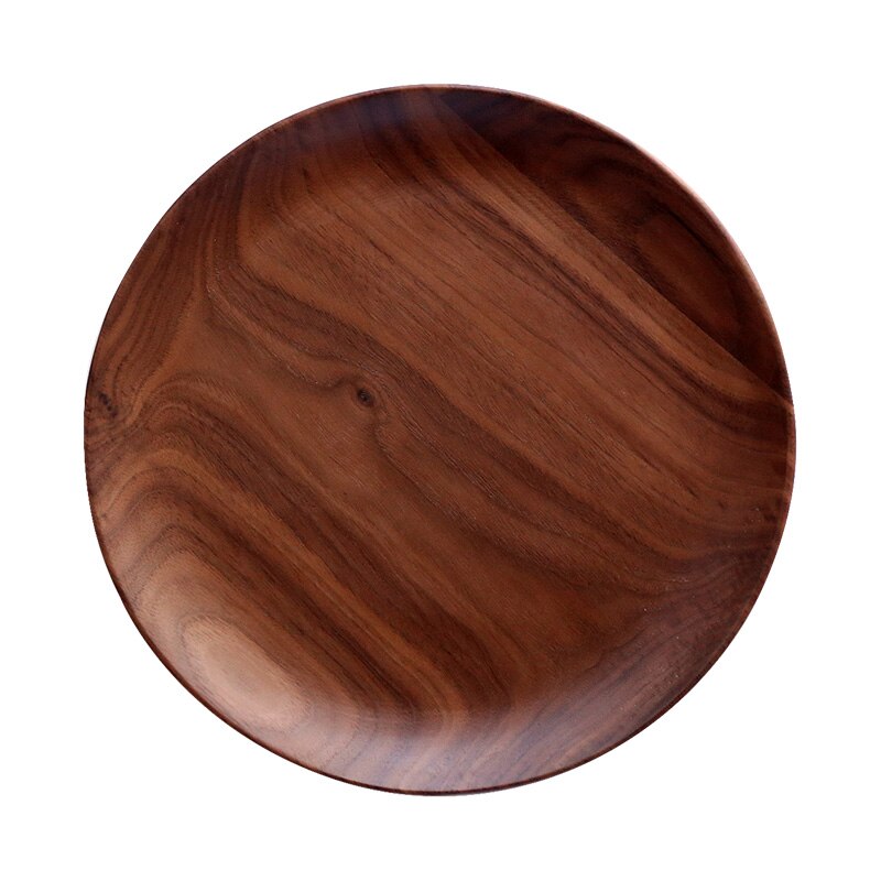 1pc placa de madeira de nogueira preta placa de prato de madeira redonda pequeno lanche bolo sobremesa placa de jantar servindo placa de cozinha utensílios de mesa de madeira