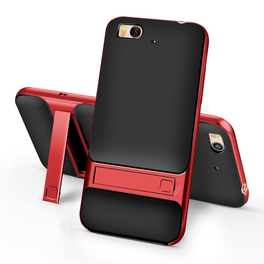 Kickstand 3D-funda Original para Xiaomi Mi5S Mi 5S, 5,15 pulgadas, TPU + PC, silicona híbrida 360, Protección trasera para teléfono: Royce Red
