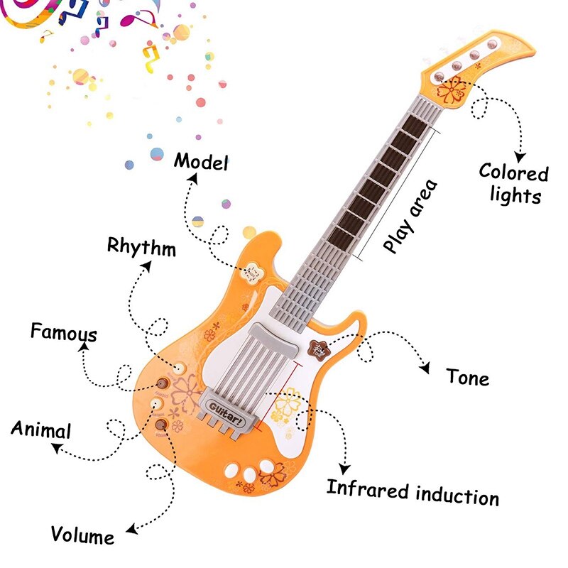 Bambini Chitarra per le Ragazze Dei Ragazzi, I Bambini Del Giocattolo Della Chitarra, Arancione Chitarra Strumenti Musicali Regalo Di Compleanno Favore di Partito per I Bambini