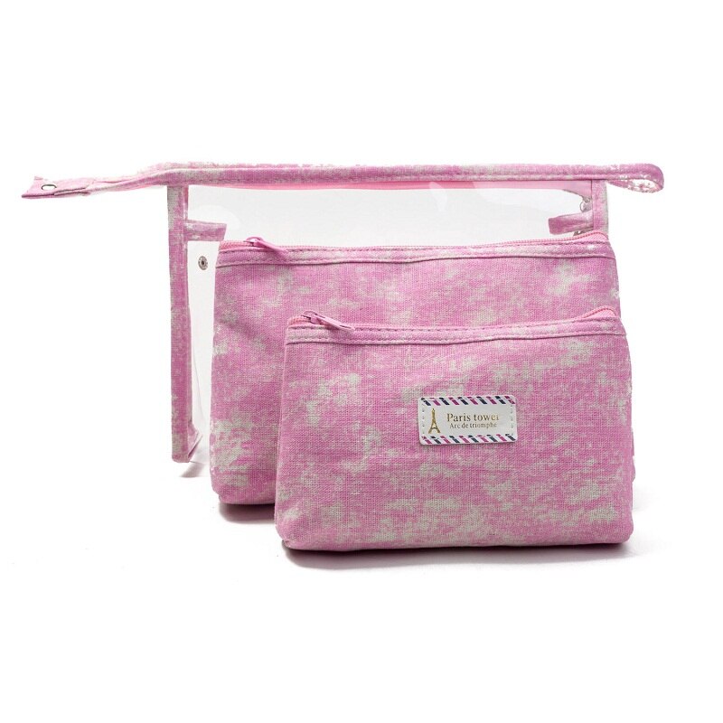 Miyahouse 3 pcs/set Make Up Bags Women Jelly Cosmetic Bag Waterproof Transparent Makeup Pouch Beauty Bags: b