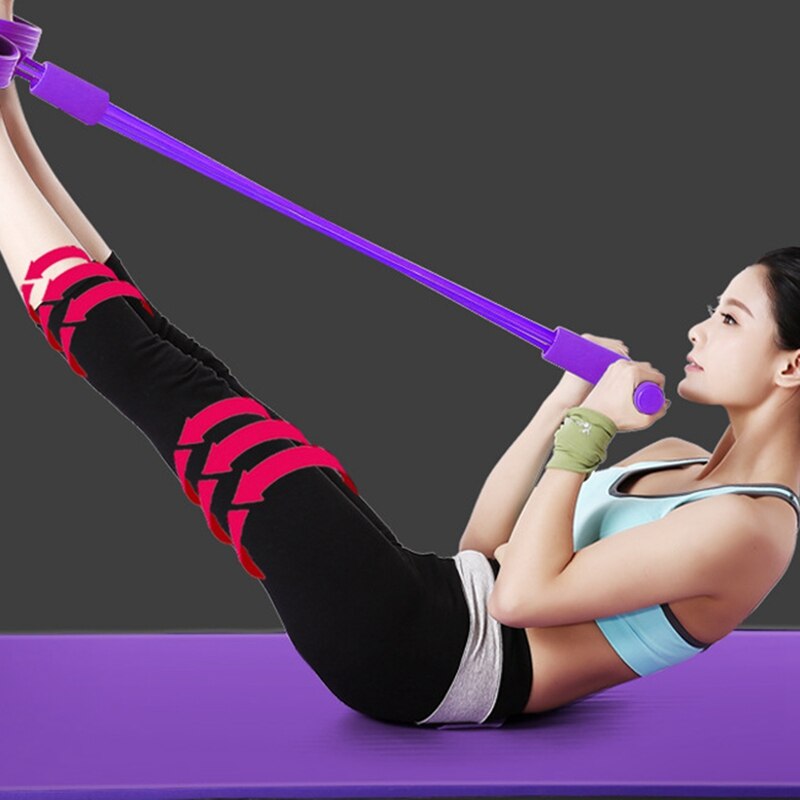 thumbnail image 2 of Pedal Resistance Band 6-Tube Multifunction Tension Rope Elastic Yoga Pedal Puller Body Stretching Trainer Home Gym Workout Equip Back Exercise Equipment 2 of 13
