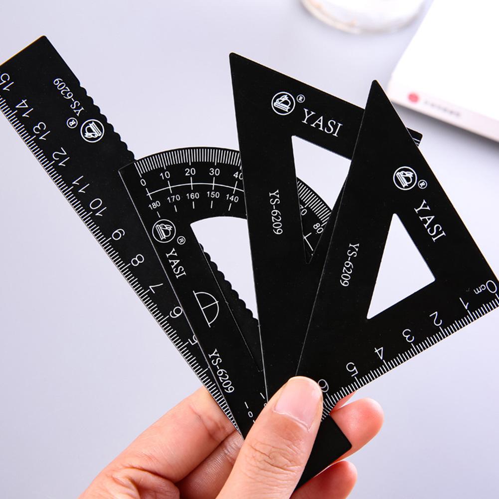 4Pcs Straight Triangle Ruler Protractor Tool Student Stationery School Supplies