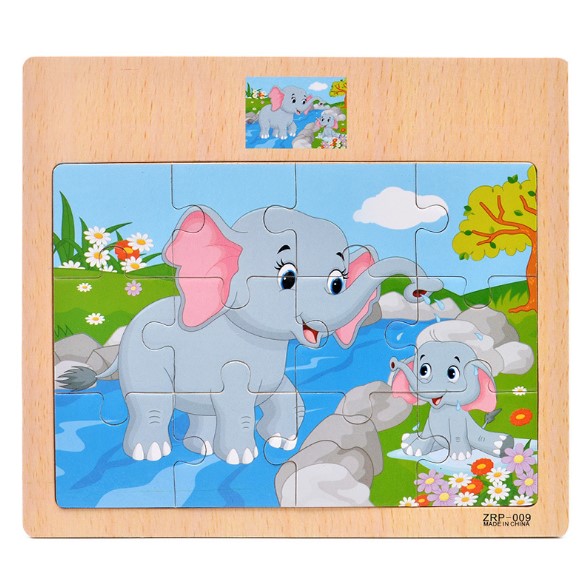 Kids Wooden Puzzles 12 Slice Cartoon Animals Traffic Jigsaw For Children Montessori Toys Educational Learning Game MG150: MG150-009