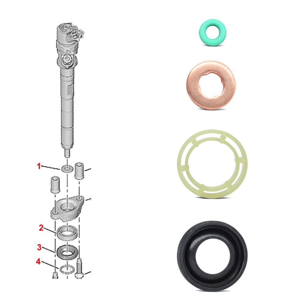 KRAFTSTOFF INJEKTOR DICHTUNG Unterlegscheibe O Ring einstellen FÜR Ford Fest MK5 2004 2005 2006 2007 FOKUS MK2 Verschmelzung 2004 1,6 TDCI