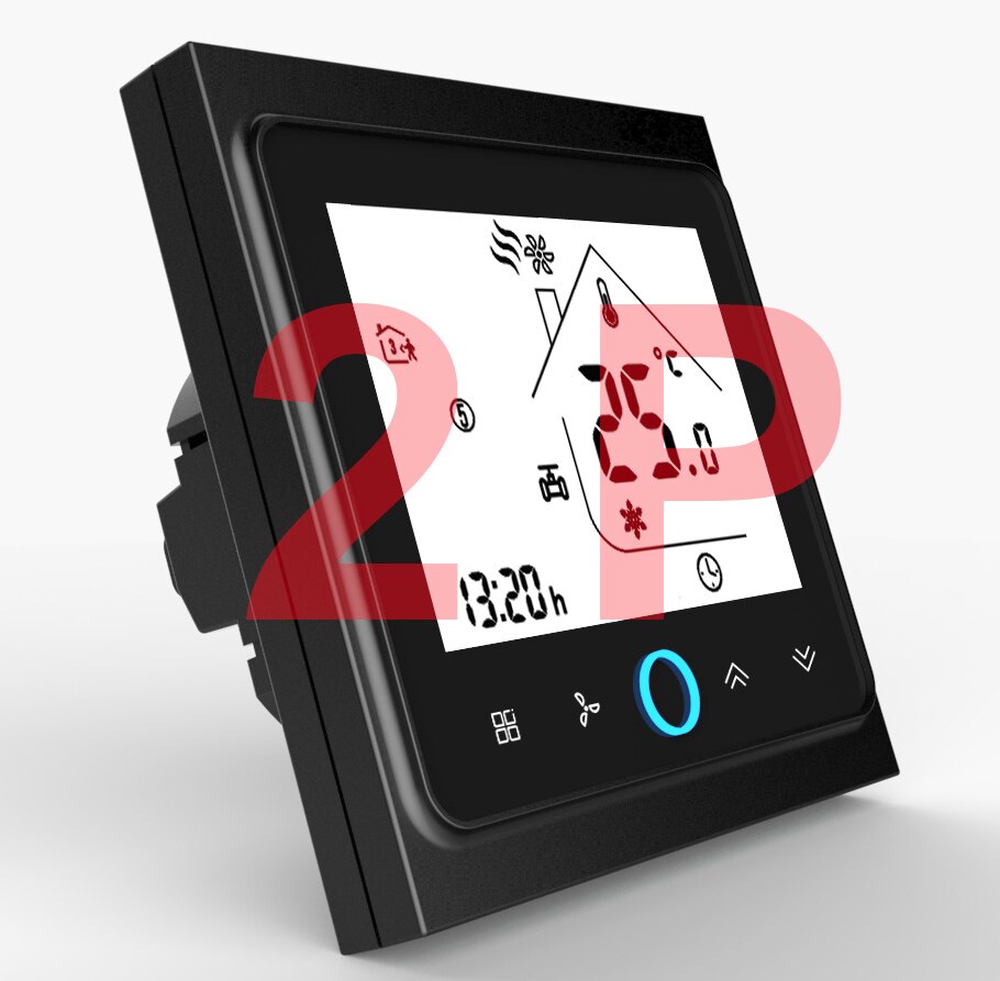 24V/95~240V 2pipe 4pipe temperature control thermostat degrees for heat cool temp: BLACK 2pipe / 95-240VAC