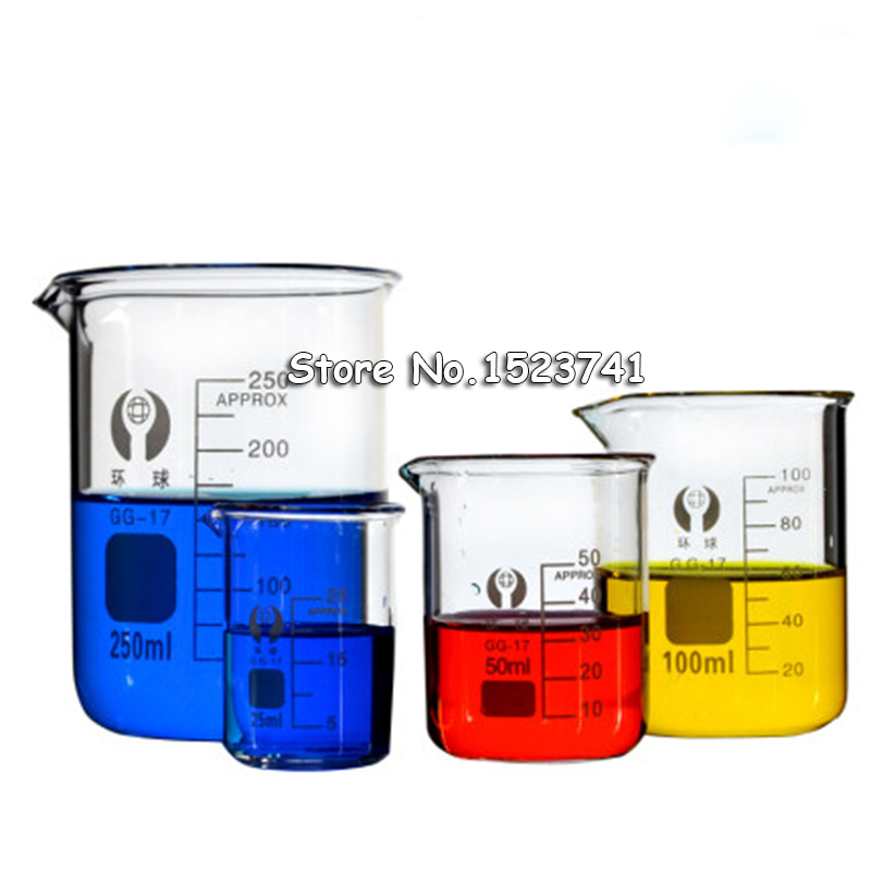 Capacity 5ml-300ml Low Form Beaker Measuring Glass Chemistry Lab Borosilicate Glass Transparent Beaker