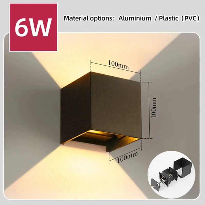 110V 220V LED-Außenwand leuchten wasserdichte Wand leuchten 6//12w für Innenhof Straßen garten Dekoration Haus leuchte: Licht Grau / changeable / 6w