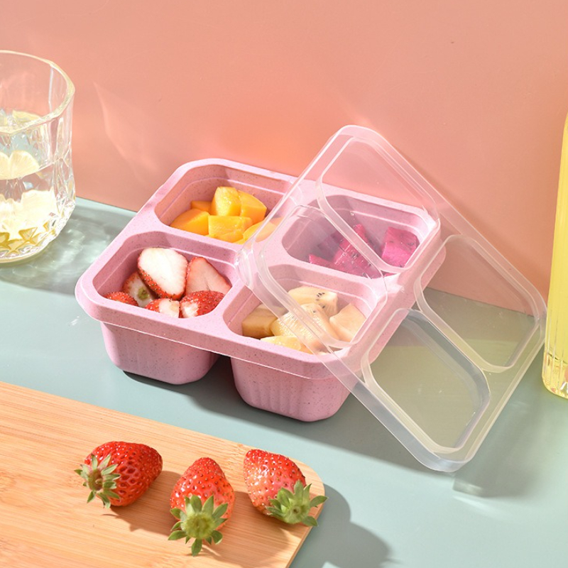 1pc Snack Container, Divided Bento Box Lunch Box With Transparent Lid, Reusable Meal Lunch Container For Home Office Travel