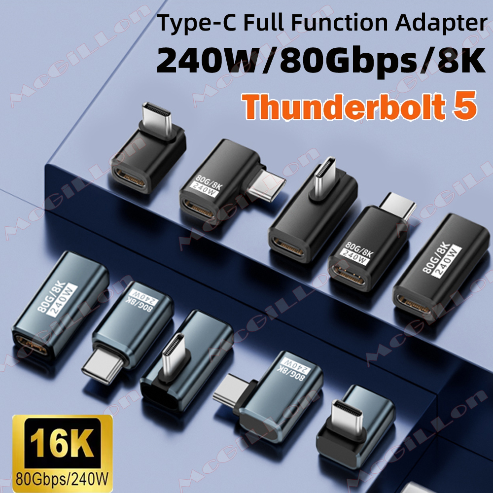 Thunderbolt 5 PD240W USB4 V2.0 Type-C naar Type C snellaadadapterconverter 80 Gbps dataconnector 8K bij 60 Hz USB C OTG-adapter
