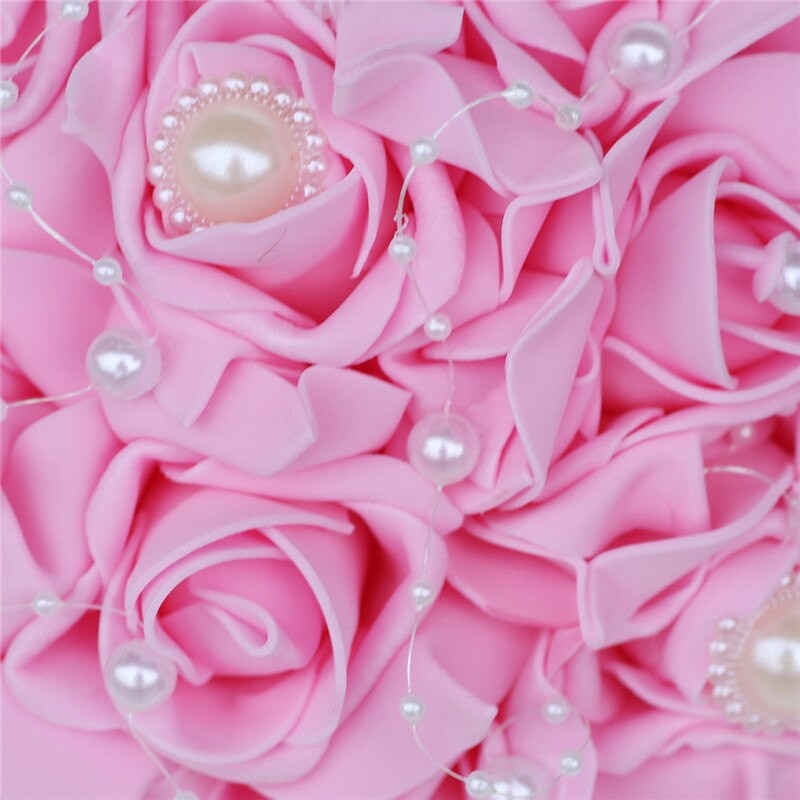 Fleur Rose PE Bouquet demoiselle d'honneur tenant des fleurs mariée ruban De soie Bouquets De Mariage mousse Rose avec perle fête De Mariage W205