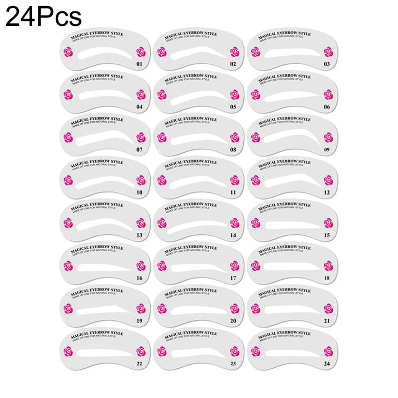 Conjunto de tarjeta para cejas, herramienta para cejas, conjunto de plantillas de ayuda reutilizables, belleza, 24 unidades, D6F6: Default Title
