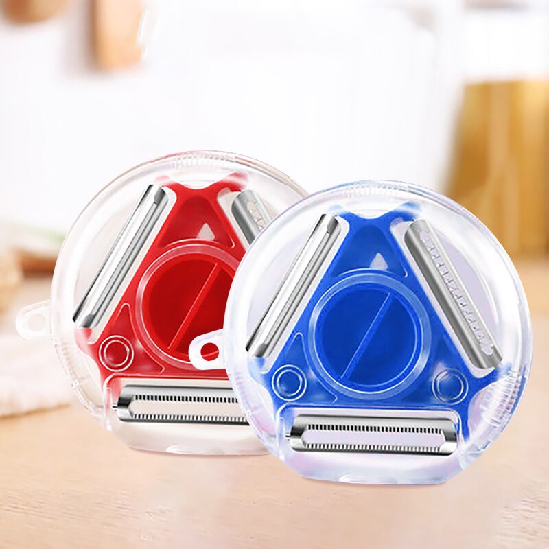 1-2pcs 3in1 Kitchen accessories Vegetable Peeler Potato peeler Carrot Grater Fruit cutter Tools Kitchen gadgets set convenience: ed and blue 2pcs